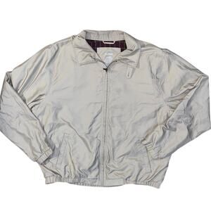 L.L. Bean Harrington Jacket Mens XL Tan Plaid Lined Full Zip Lightweight